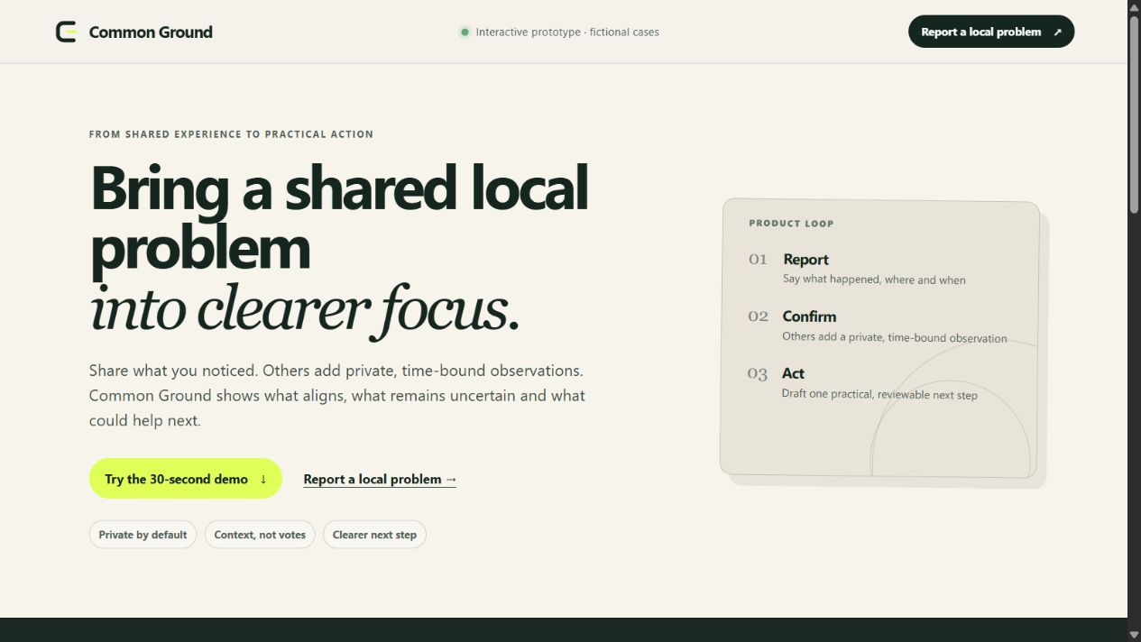 Common Ground Civic prototype interface